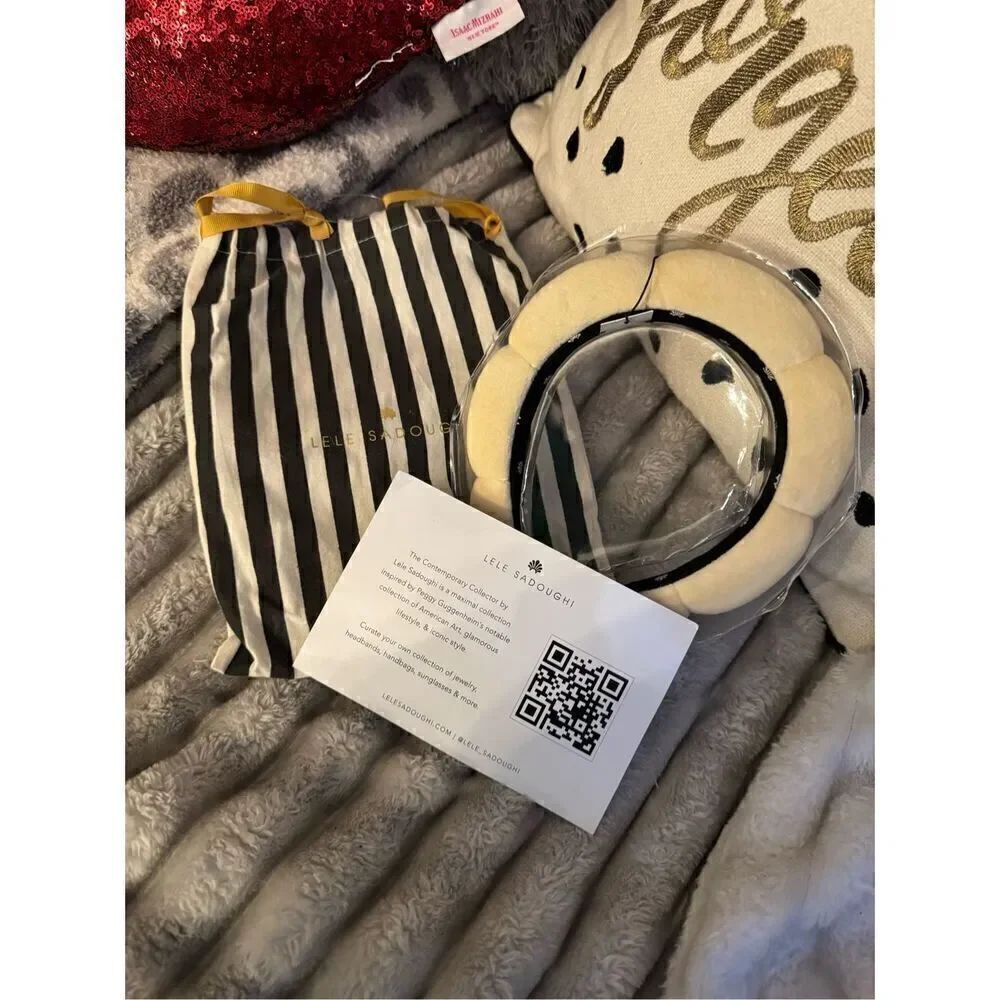 Lele sadoughi creme white terry cloth cloud spa headband nwt nib